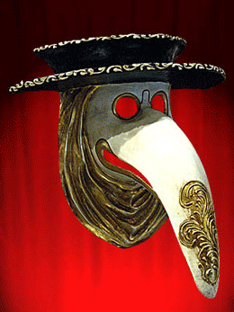 Venetian Mask PLAGUE DOCTOR WITH HIS HAT PAPER MACHE