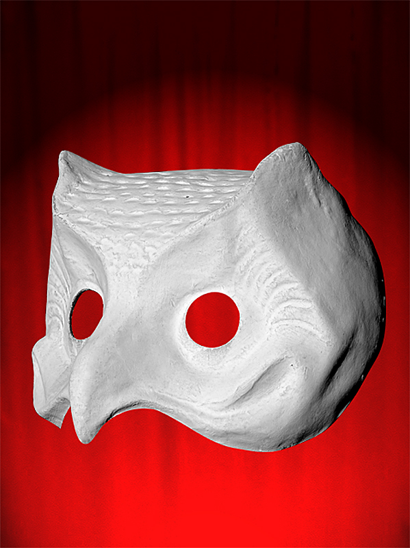 Masque de HIBOU (ou CHOUETTE) BLANC en papier mch  peindre - DEMI-VISAGE