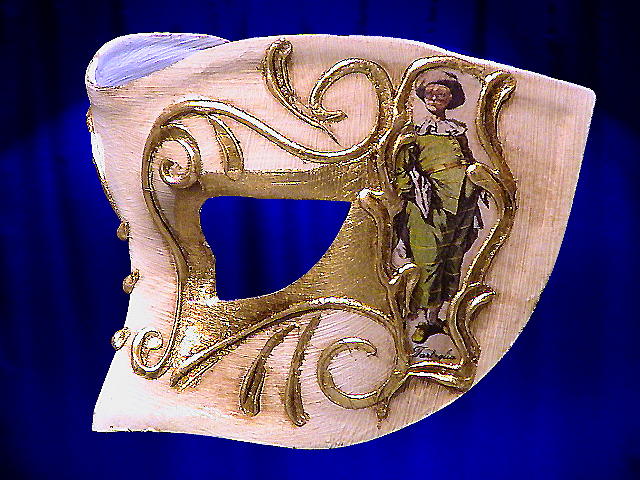 COLOMBINA MASK FROM VENICE WITH DECORATION COMEDIA