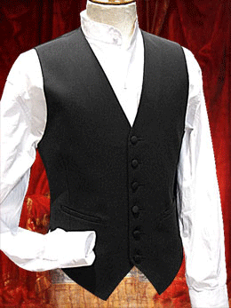 BLACK or striped men's costume waistcoat-suit vest - sleeveless jacket in gabardine